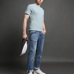 Men Lightly Washed Slim Fit Jeans-image-8
