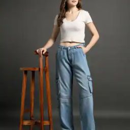 Women Lightly Washed Straight Loose Fit Jeans-image-68