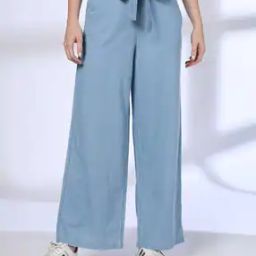 Women Relaxed Fit Flat-Front Trousers-image-10