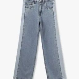 Cut & Sew Panelled with Two Tone Styling Wide-Leg Jeans-image-34