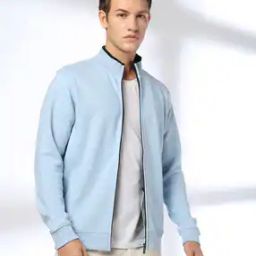 Men Heathered Regular Fit Zip-Front Sweatshirt with Slip Pockets-image-21