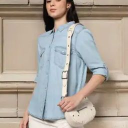 Women Regular Fit Shirt with Flap Pockets-image-77