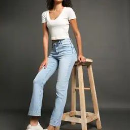 Women Heavily Washed Bootcut Jeans-image-70