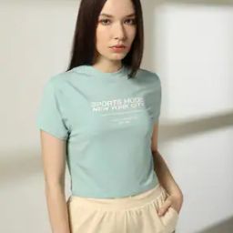 Women Typographic Print Regular Fit Crew-Neck T-Shirt-image-38