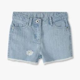 Girls Embellished Regular Fit Denim Shorts-image-59