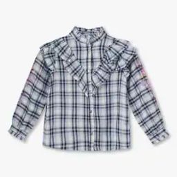 Girls Checked Ruffle-Trim Top-picture-48