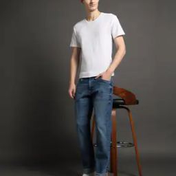 Men Lightly Washed Slim Fit Jeans-image-88