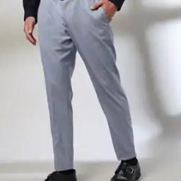 Men Slim Fit Flat-Front Trousers-image-9