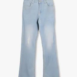 Girls Mid-Wash Studded Distressed Bootcut Jeans-picture-13