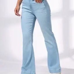 Women Light-Wash High-Rise Bootcut Jeans-image-11