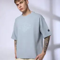 Men Brand Print Oversized Fit Crew-Neck T-Shirt-image-17