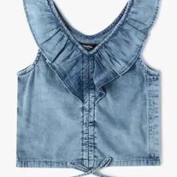 yousta Girls Regular Fit V-Neck Denim Top-picture-41