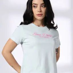 Women Typographic Print Regular Fit Cotton Crew-Neck T-Shirt-image-41