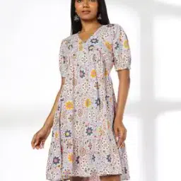 fusion Women Floral Print Empire Dress-picture-42