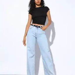 Heavily Washed Wide-Leg Jeans-image-75