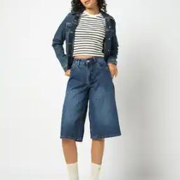 Women Mid-Rise Regular Fit Denim Shorts-image-10