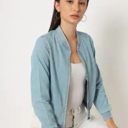 Zip-Front Denim Jacket with Pockets-image-13