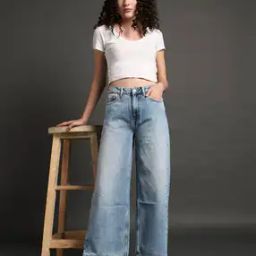 Women Mid-Wash Wide-Leg Jeans-image-11