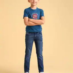 Boys Lightly Washed Skinny Fit Cotton Jeans-image-64