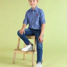 Boys Micro Print Regular Fit Shirt-image-18