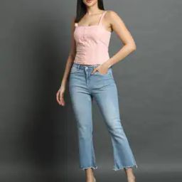 Women Light-Wash Distressed Bootcut Jeans-image-99
