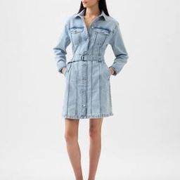 Women Full Sleeve Mini Denim Dress with Belt-image-11