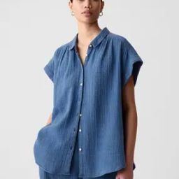 Crinkle Gauze Relaxed Fit Shirt-image-44