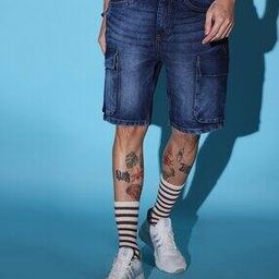 Men Mid-Wash Relaxed Fit Denim Cargo Shorts-picture-39