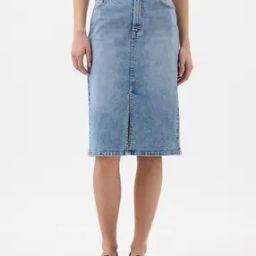 Lightly Washed Midi Denim Skirt-picture-42