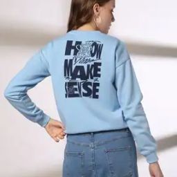 Women Typographic Print Crop Fit Round-Neck Sweatshirt-image-71