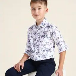 Boys Floral Print Regular Fit Cotton Shirt-image-27