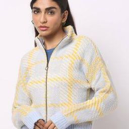 Yoko Checked Zip-Front Cardigan-image-56