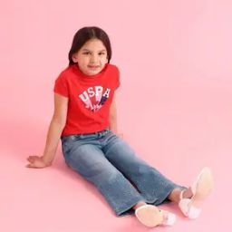 Girls Mid-Wash Flared Jeans-31