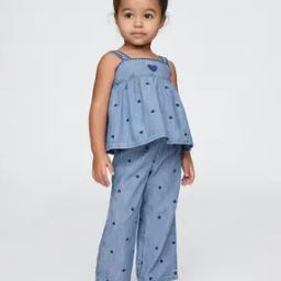Girls Embroidered Chambray Top & Pants Set-picture-43