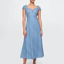 Women Square-Neck A-Line Denim Dress-image-25