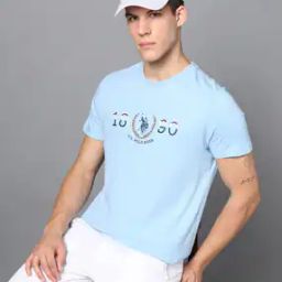 Men Logo Print Slim Fit Crew-Neck T-Shirt-image-24