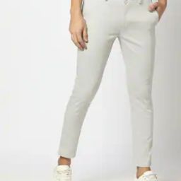 Men Slim Fit Flat-Front Trousers-image-9