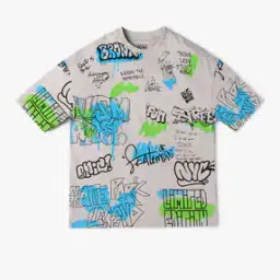 yb dnmx Boys Typographic Print Regular Fit Round-Neck T-Shirt-picture-37