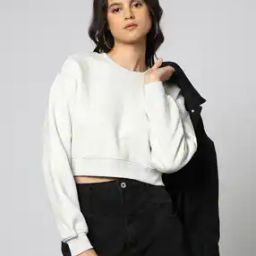 Women Relaxed Fit Crop Sweatshirt-image-86