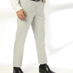 Men Slim Fit Flat-Front Trousers-image-20