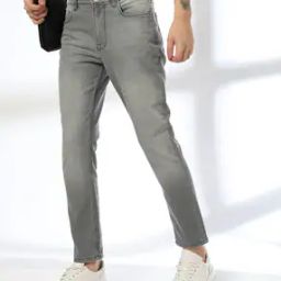 Men Lightly Washed Slim Straight Jeans-image-7
