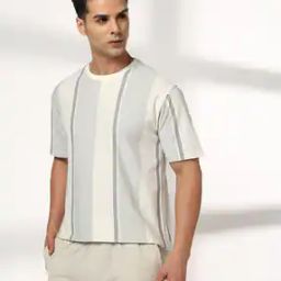 Men Monotone Striped Regular Fit Crew-Neck T-Shirt-image-73
