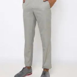 Slim Fit Flat-Front Trousers-image-3