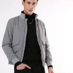 Zip-Front Bomber Jacket with Flap Pockets-image-94
