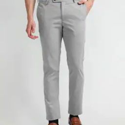 Men Heathered Slim Fit Flat-Front Trousers-image-60