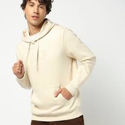 Men Solid Knitted Fleece Sweatshirt with Hood-image-90