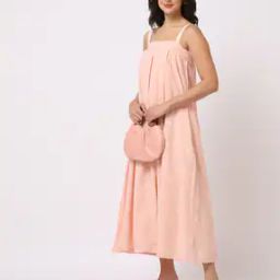 Women Polka-Dot Print Strappy A-Line Dress-image-61