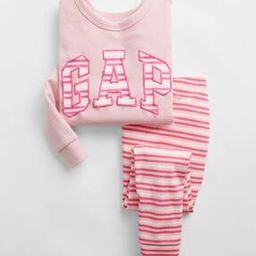 Logo Print Top with Striped Pyjamas-image-46