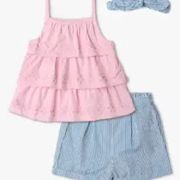Regular Fit Striped Shorts with Top-image-67