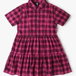 Girls Checked Tiered Dress-image-60